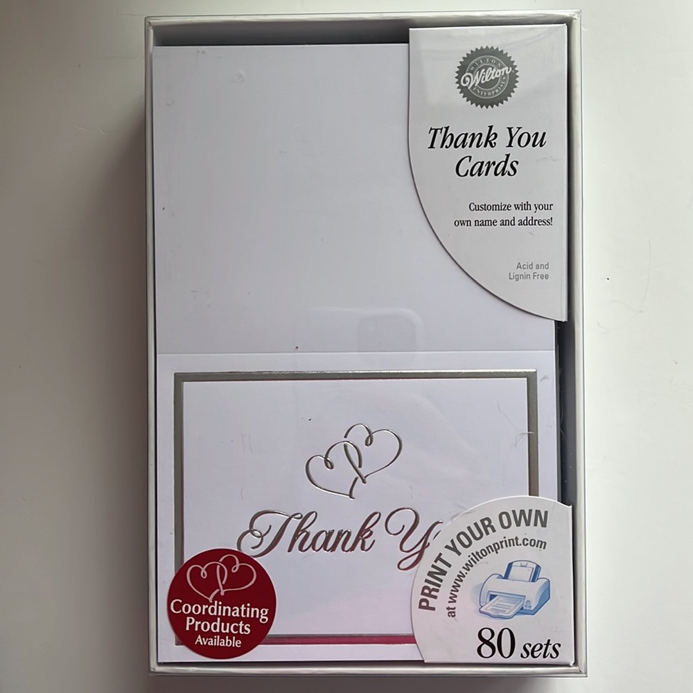 Wilton THANK YOU cards - Wedding Hearts 80 Sets